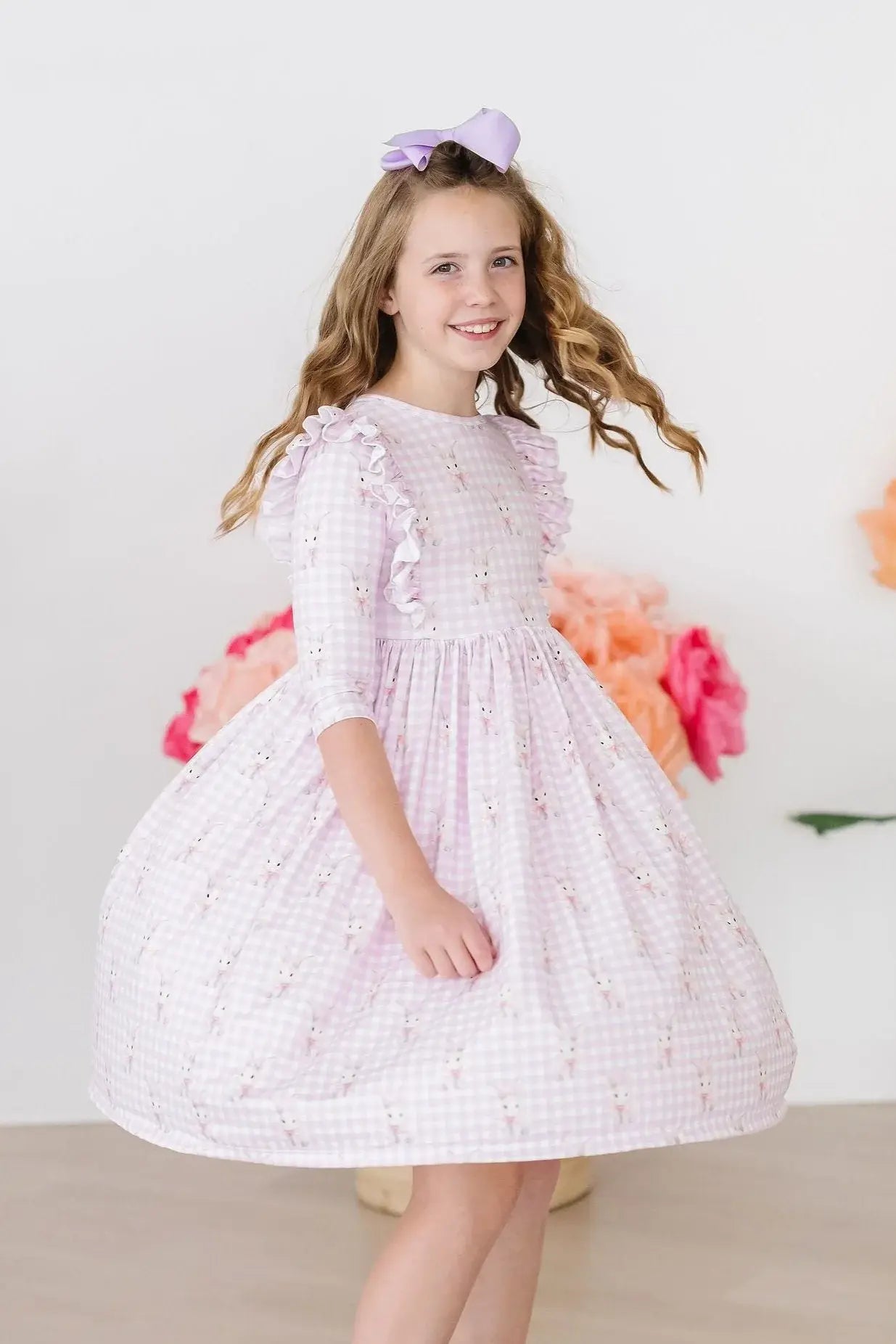Baby Bunnies 3/4 Sleeve Ruffle Twirl Dress - Mila & Rose ® - Flyclothing LLC