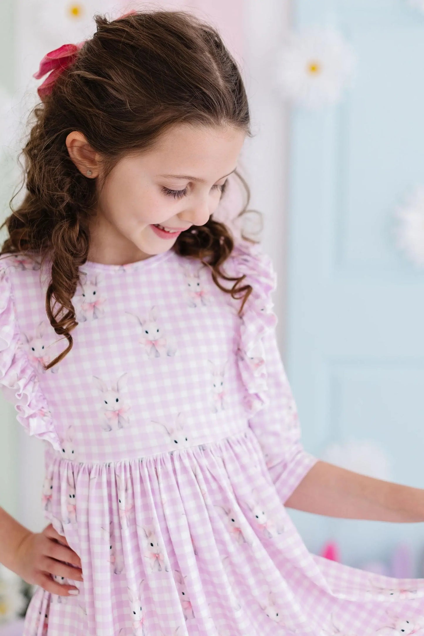 Baby Bunnies 3/4 Sleeve Ruffle Twirl Dress - Mila & Rose ® - Flyclothing LLC