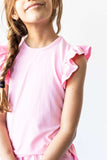 Bubblegum Pink S/S Ruffle Tee - Mila & Rose ® - Flyclothing LLC