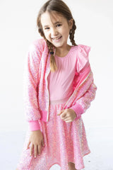 Bubblegum Pink Sequin Jacket - Mila & Rose ® - Flyclothing LLC