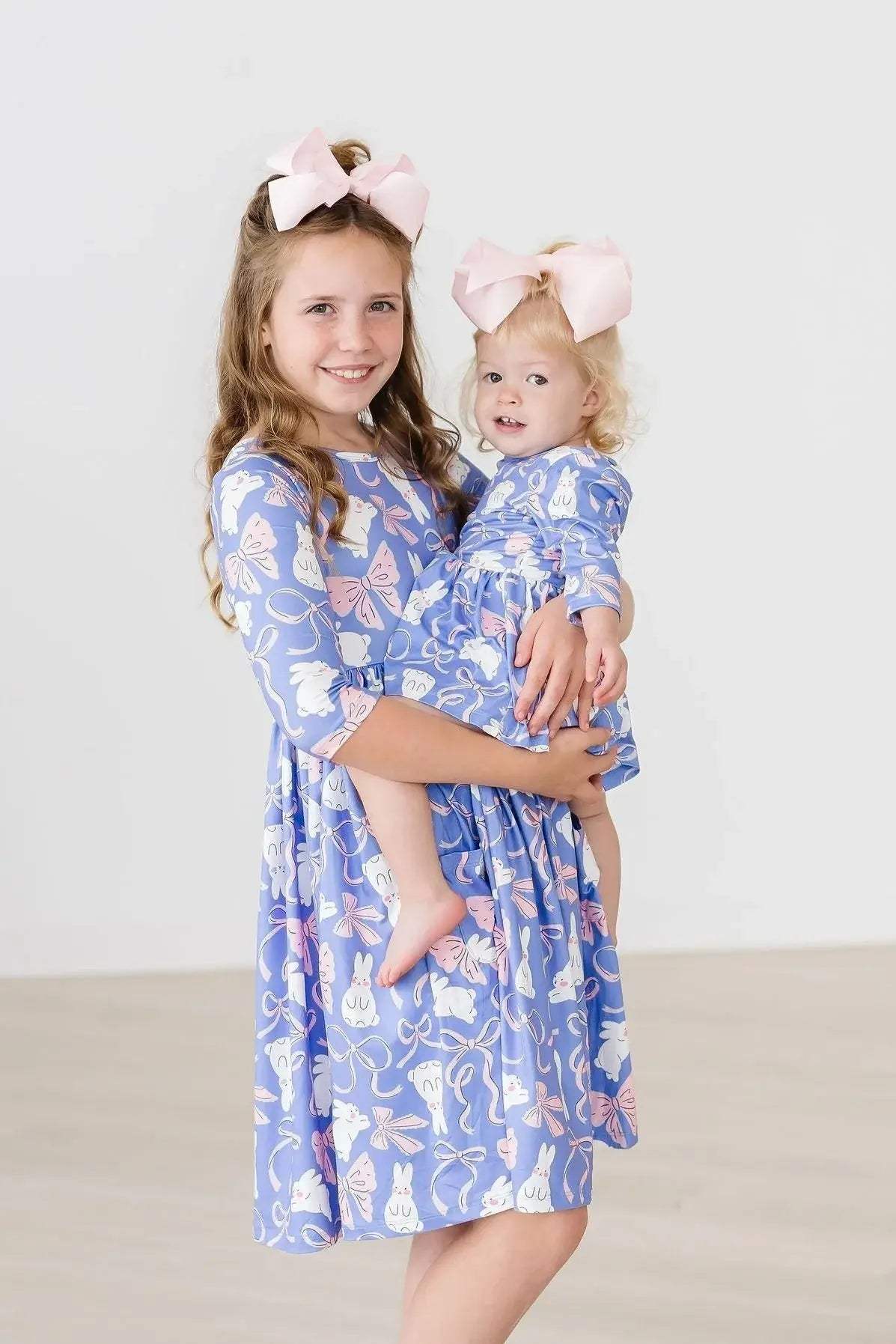 Hop, Skip & Twirl 3/4 Sleeve Pocket Twirl Dress - Mila & Rose ® - Flyclothing LLC