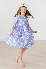 Hop, Skip & Twirl 3/4 Sleeve Pocket Twirl Dress - Mila & Rose ® - Flyclothing LLC