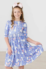 Hop, Skip & Twirl 3/4 Sleeve Pocket Twirl Dress - Mila & Rose ® - Flyclothing LLC