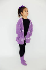 Lilac/Coconut Bow Cozy Cardigan - Mila & Rose ® - Flyclothing LLC