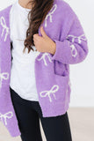 Lilac/Coconut Bow Cozy Cardigan