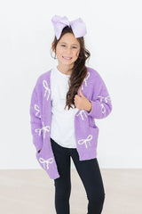 Lilac/Coconut Bow Cozy Cardigan - Mila & Rose ® - Flyclothing LLC