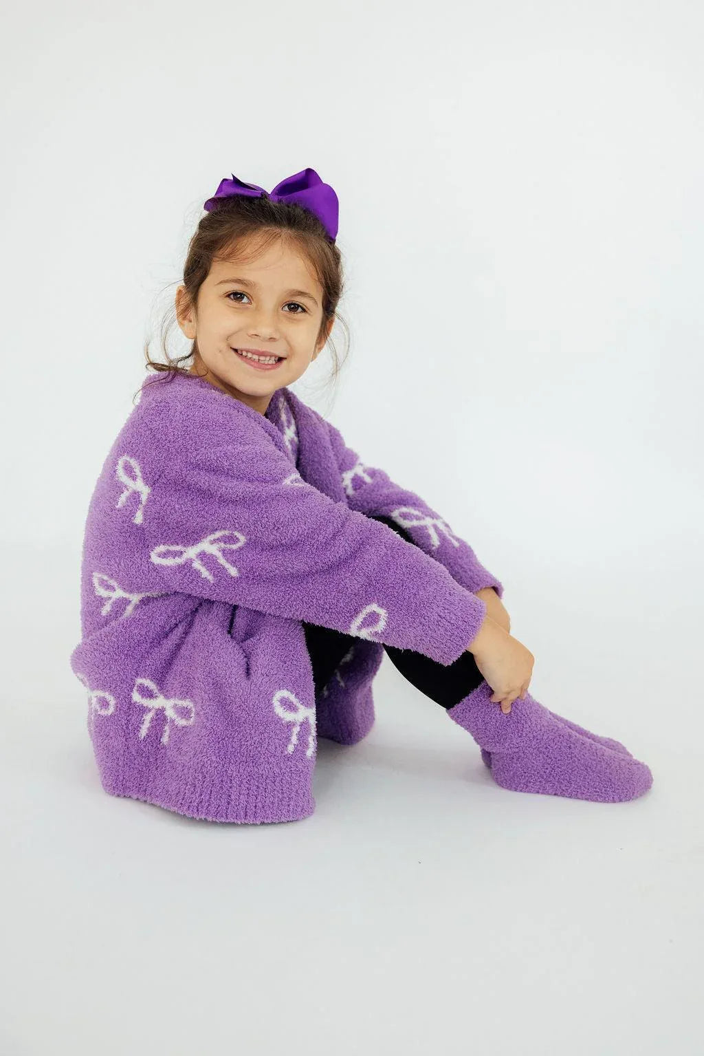 Lilac/Coconut Bow Cozy Cardigan - Mila & Rose ® - Flyclothing LLC