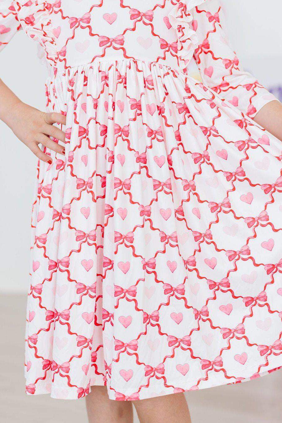 Lovebug 3/4 Sleeve Ruffle Twirl Dress - Mila & Rose ® - Flyclothing LLC