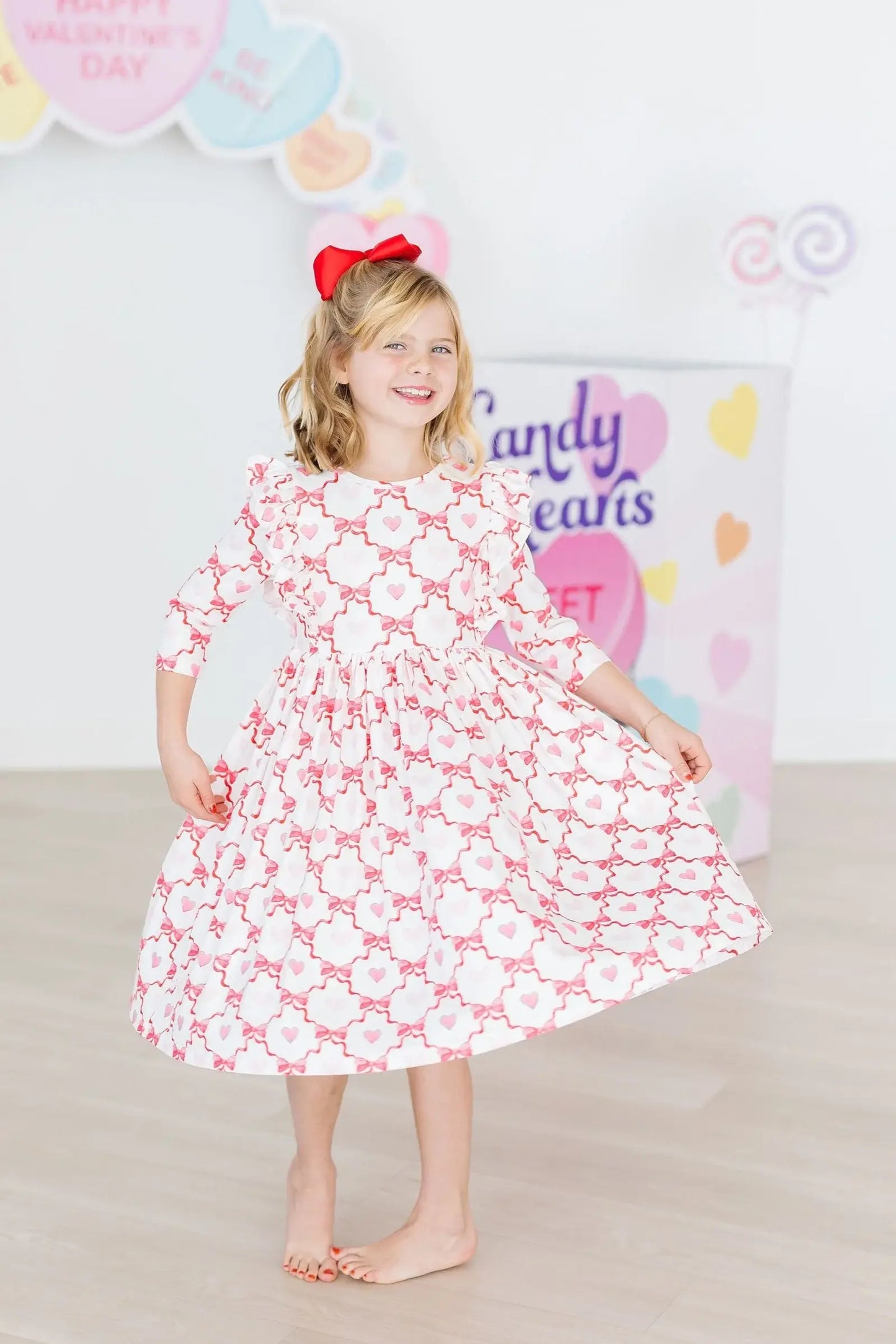 Lovebug 3/4 Sleeve Ruffle Twirl Dress - Mila & Rose ® - Flyclothing LLC