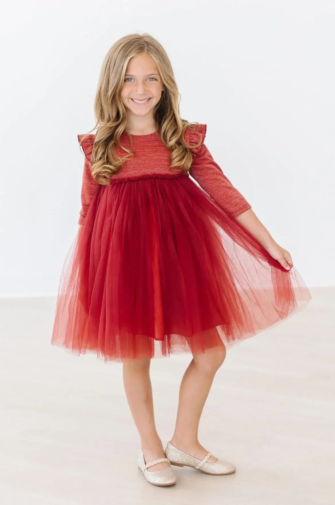 Pumpkin Spice Shimmer 3/4 Sleeve Tutu Dress - Mila & Rose ® - Flyclothing LLC