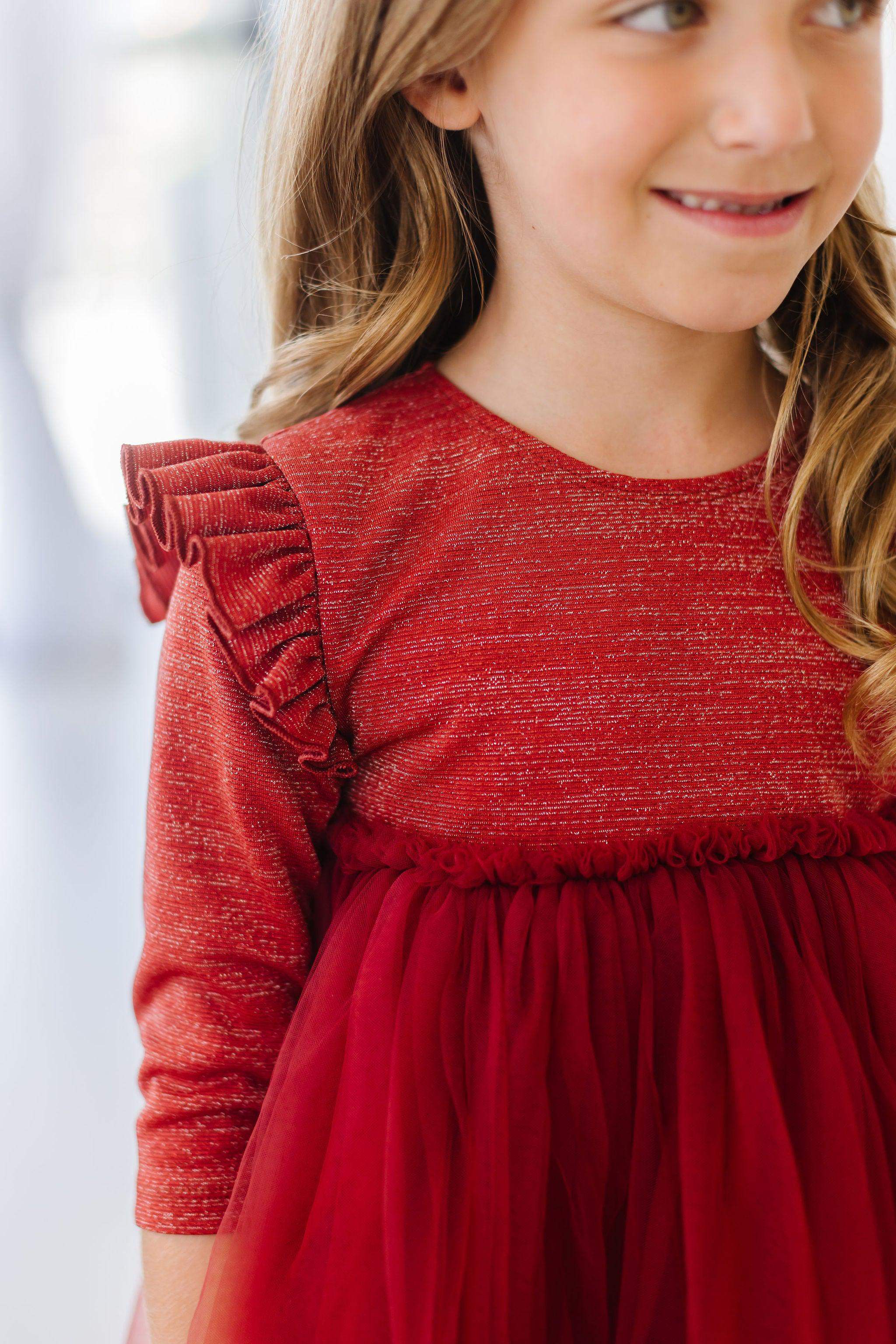 Pumpkin Spice Shimmer 3/4 Sleeve Tutu Dress - Mila & Rose ® - Flyclothing LLC