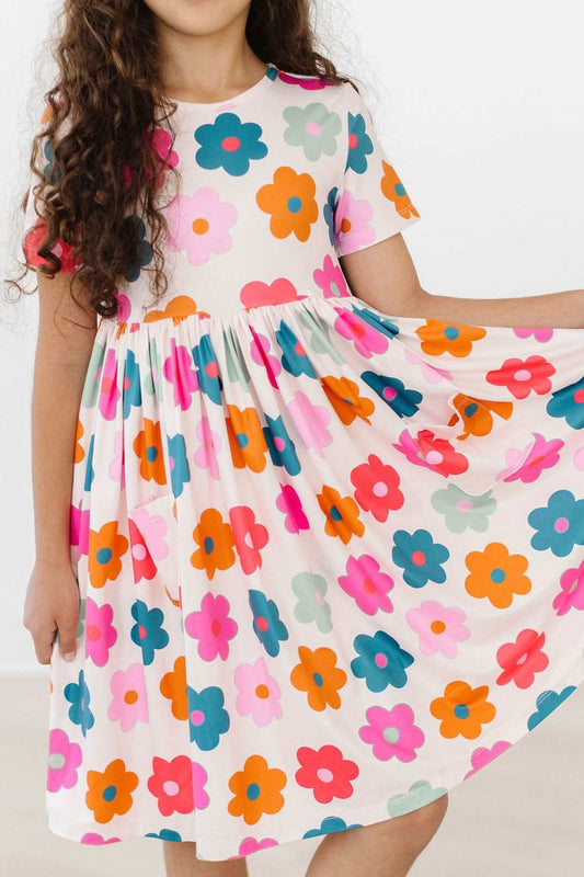 Retro Floral S/S Pocket Twirl Dress - Mila & Rose ® - Flyclothing LLC