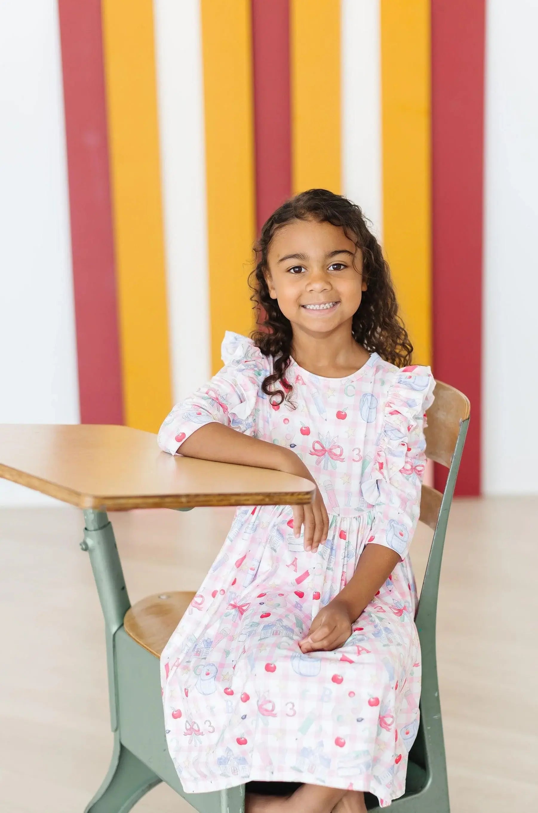 School Days 3/4 Ruffle Twirl Dress - Mila & Rose ® - Flyclothing LLC