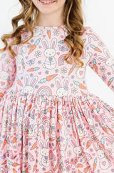 Springtime Bunnies 3/4 Sleeve Pocket Twirl Dress - Mila & Rose ® - Flyclothing LLC