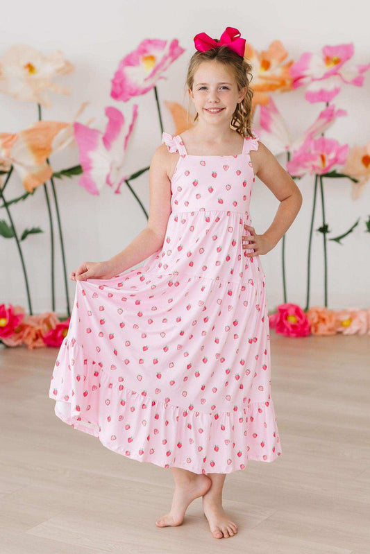 Sweet Strawberries Ruffle Maxi Dress - Mila & Rose ® - Flyclothing LLC