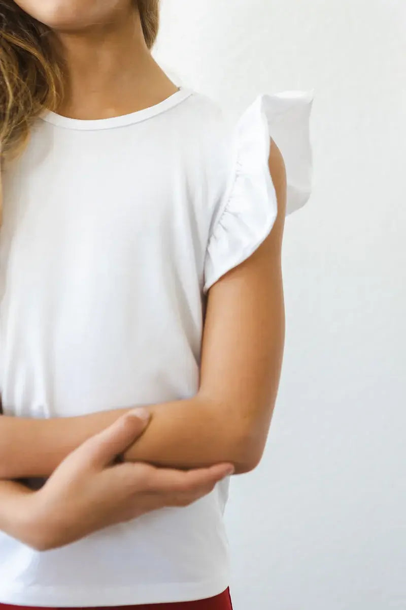 White S/S Ruffle Tee - Mila & Rose ® - Flyclothing LLC