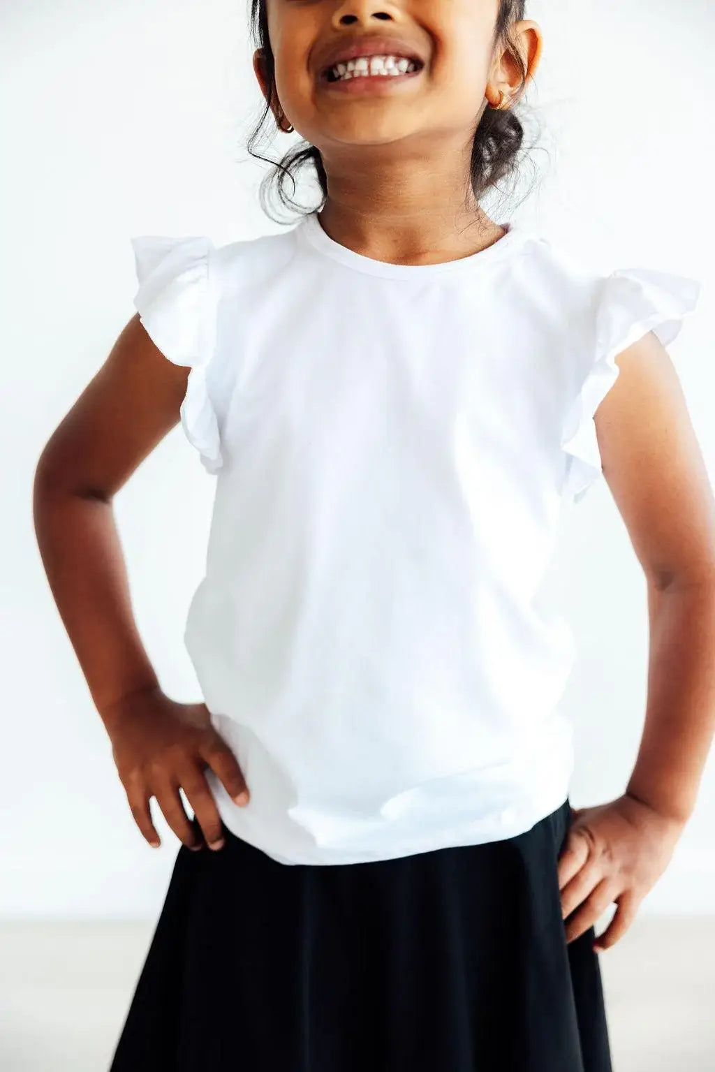 White S/S Ruffle Tee - Mila & Rose ® - Flyclothing LLC