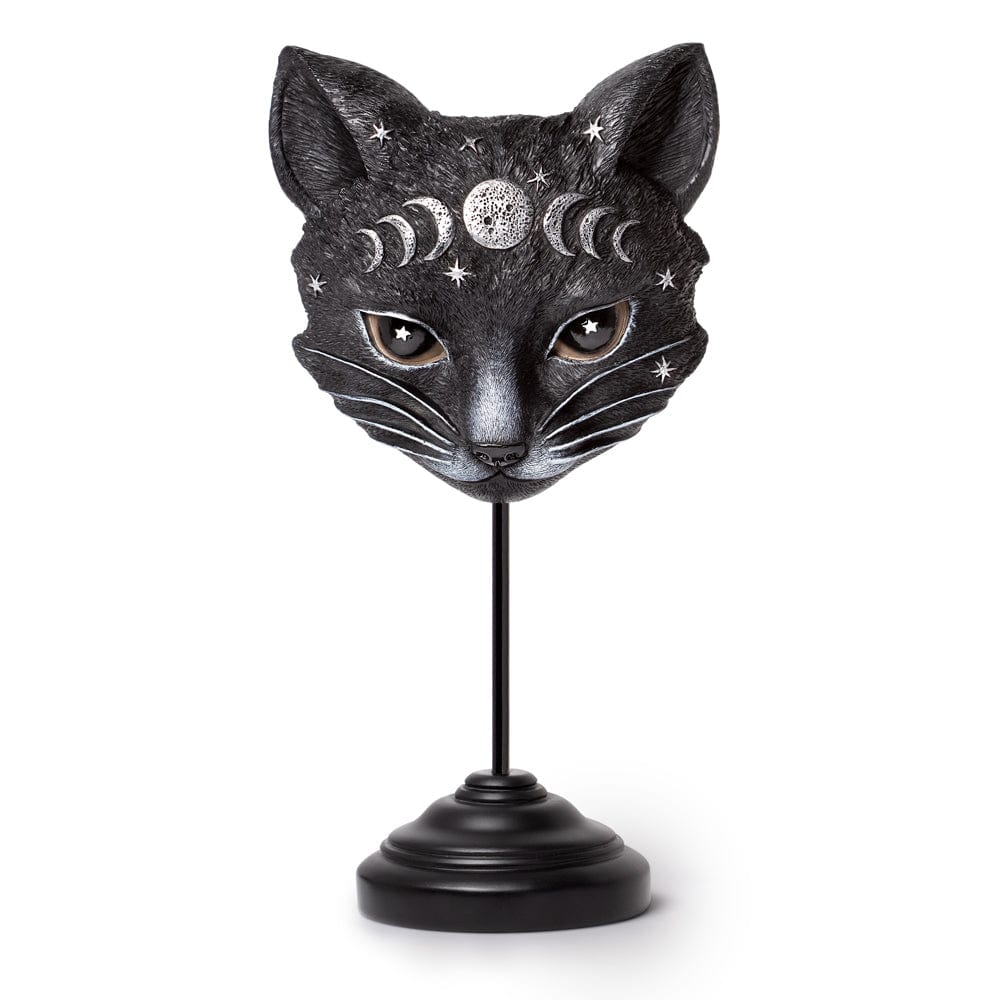 Alchemy Gothic Mystic Moon Cat Masque Table Ornament