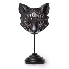 Alchemy Gothic Mystic Moon Cat Masque Table Ornament