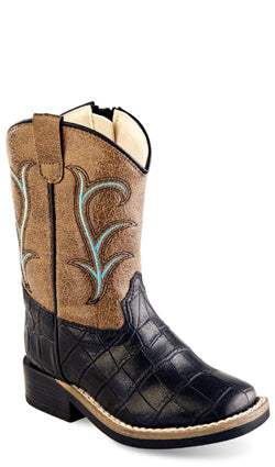 Old West Toddler's All Over Leatherette Material Broad Square Toe Boots - Old West - Flyclothing LLC