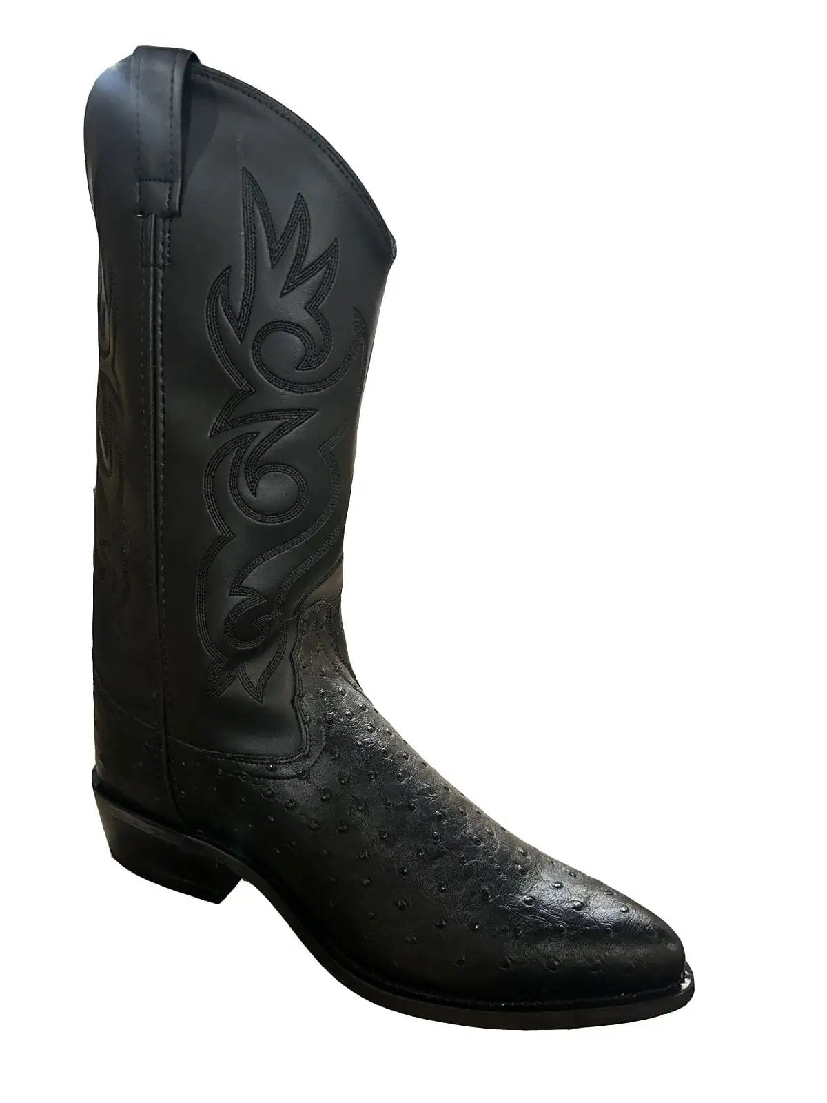 Old West Mens Black Ostrich Print All Over Leather 13" Boot - Old West - Flyclothing LLC