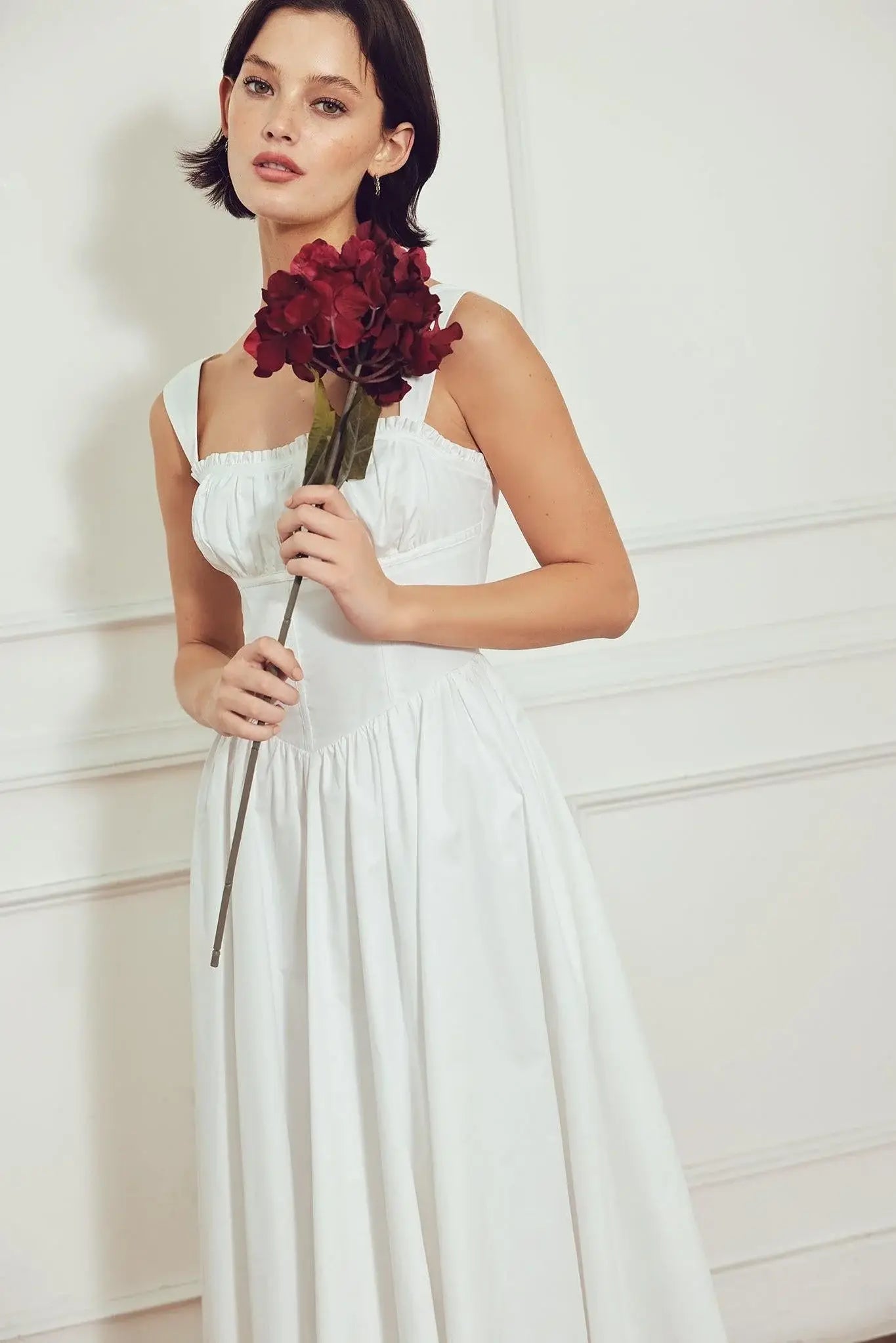 SWEETHEART SERENADE WOVEN MIDI DRESS - Flying Tomato - Flyclothing LLC