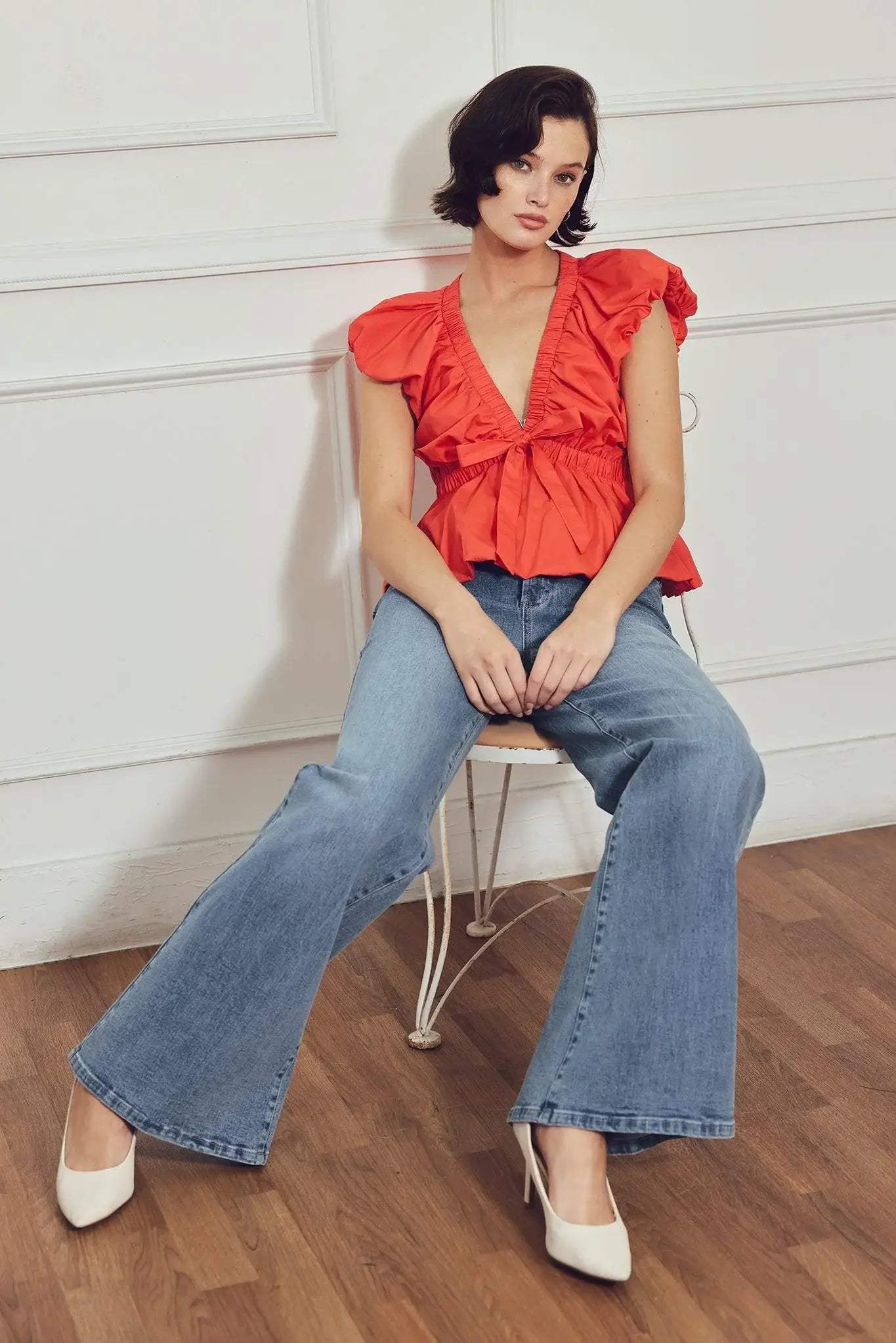 SCARLET COUNTRY GIRL WOVEN TOP - Flying Tomato - Flyclothing LLC