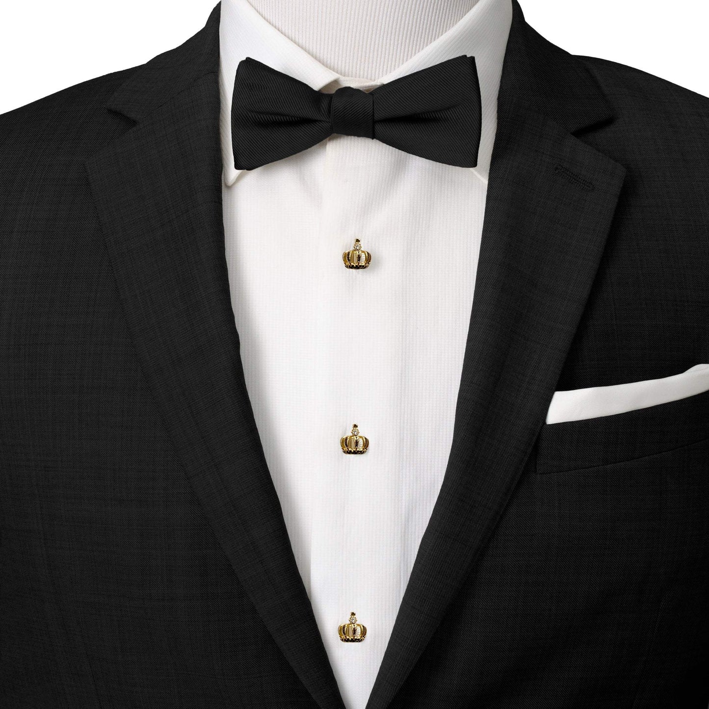 VDP 3D Crown Gold Crystal Stud Set - Cufflinks.com - Flyclothing LLC