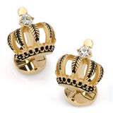 VDP 3D Crown Gold Crystal Stud Set - Cufflinks.com - Flyclothing LLC