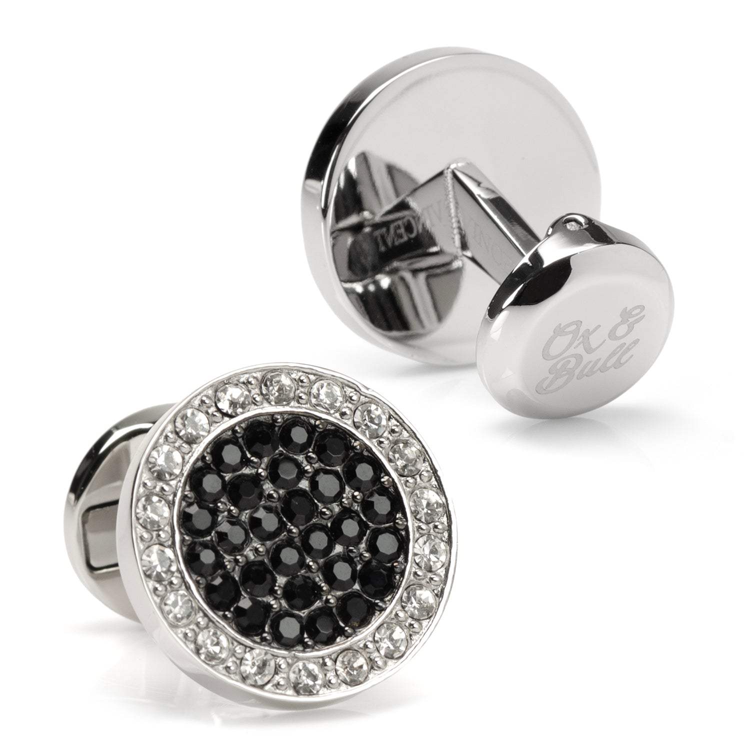 VDP White & Black Pave Crystals Cufflinks - Cufflinks.com - Flyclothing LLC