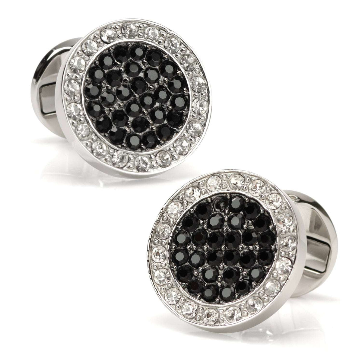 VDP White & Black Pave Crystals Stud Set - Cufflinks.com - Flyclothing LLC