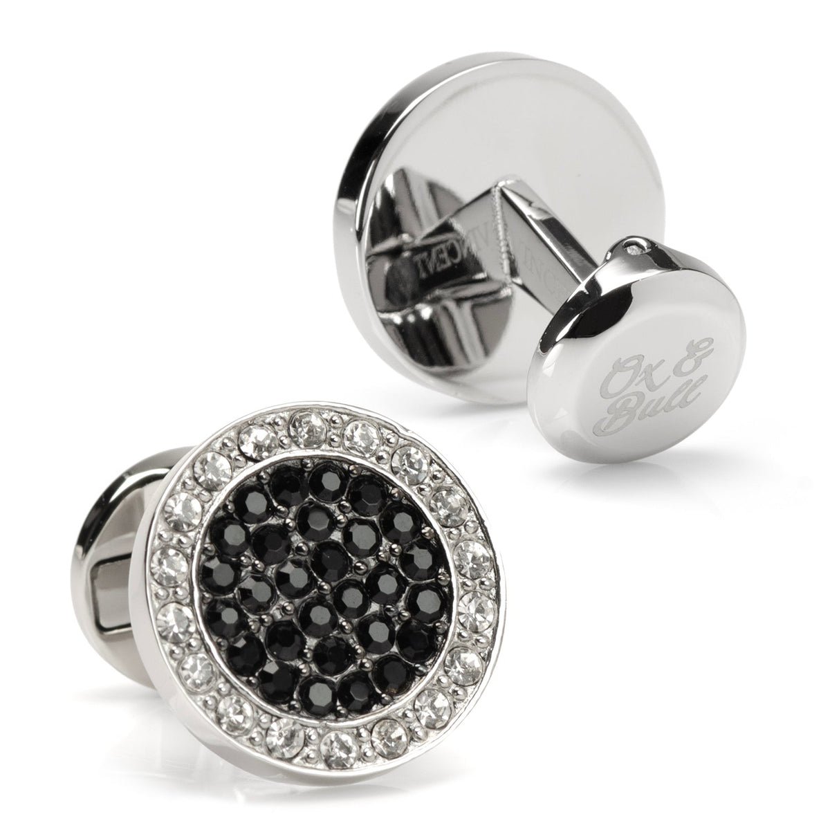 VDP White & Black Pave Crystals Stud Set - Cufflinks.com - Flyclothing LLC