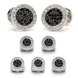 VDP White & Black Pave Crystals Stud Set - Cufflinks.com - Flyclothing LLC
