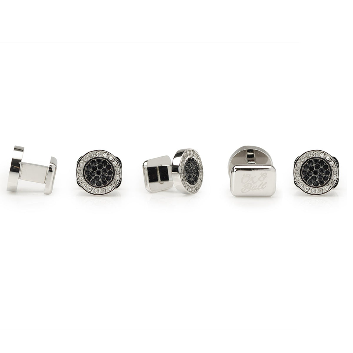 VDP White & Black Pave Crystals Studs - Cufflinks.com - Flyclothing LLC