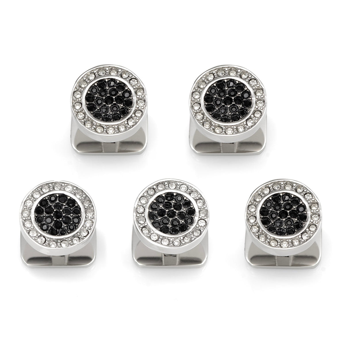 VDP White & Black Pave Crystals Studs - Cufflinks.com - Flyclothing LLC