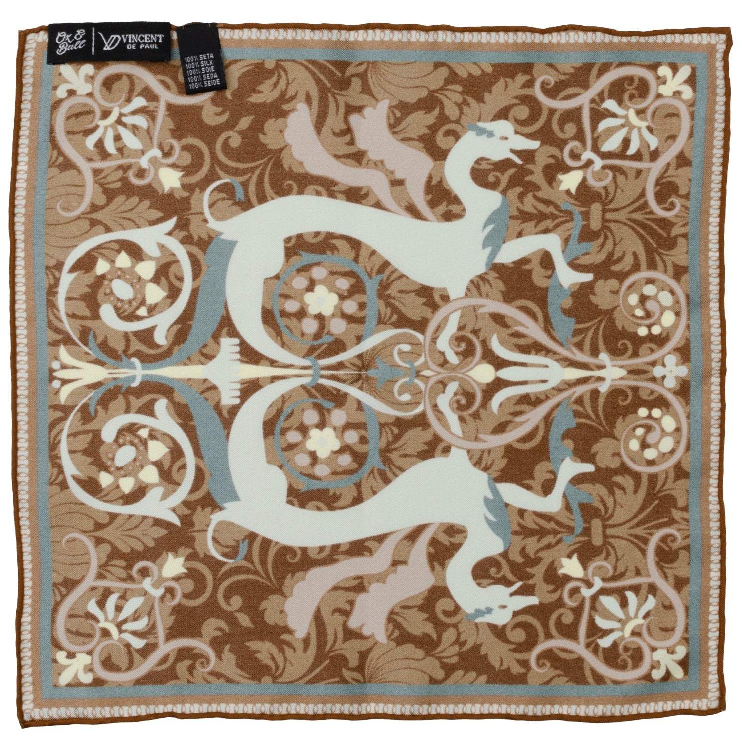 VDP Biltmore Renaissance Revival Brown Pocket Square - Cufflinks.com - Flyclothing LLC