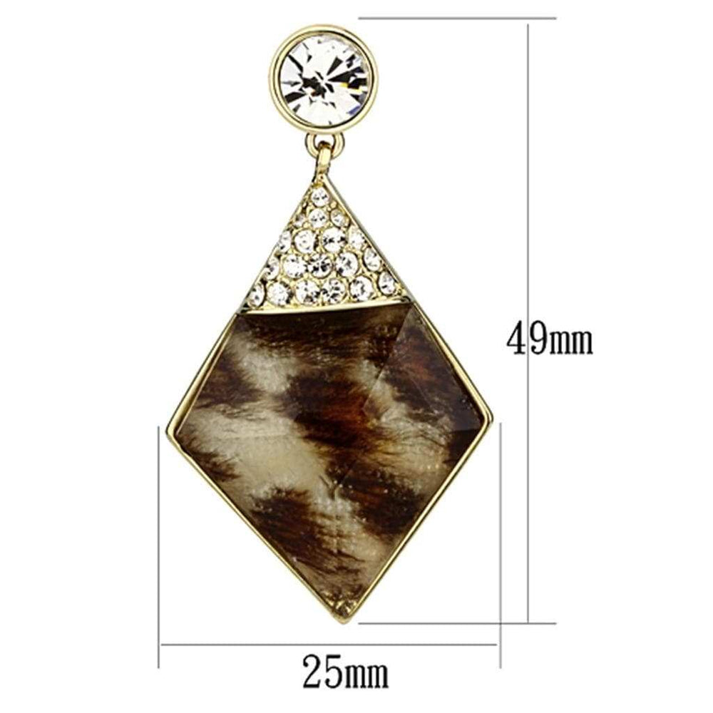 VL063 - IP Gold(Ion Plating) Brass Earrings with Synthetic Synthetic Stone in Animal pattern - Alamode - Flyclothing LLC