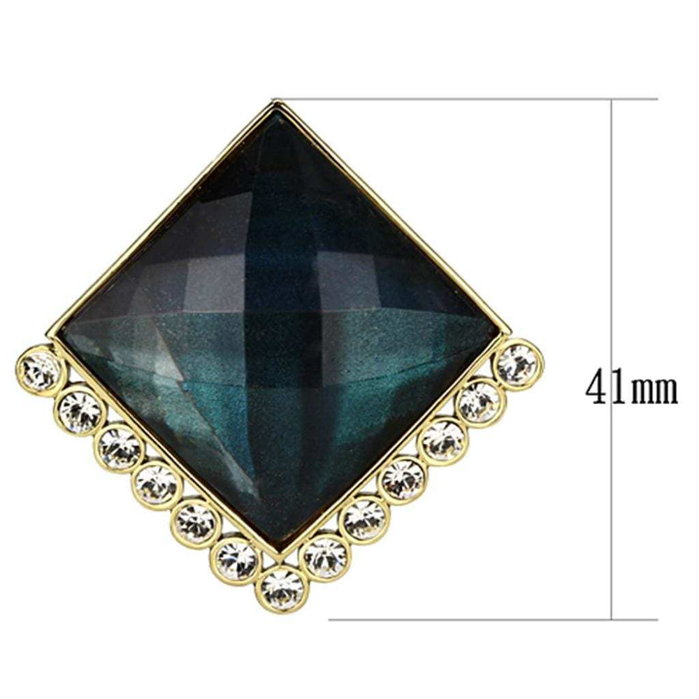 VL064 - IP Gold(Ion Plating) Brass Earrings with Synthetic Synthetic Stone in Tanzanite - Alamode - Flyclothing LLC