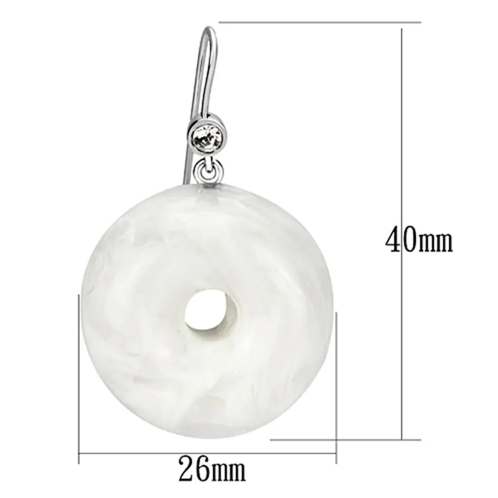 VL068 - IP rhodium (PVD) Brass Earrings with Synthetic Synthetic Stone in White - Alamode - Flyclothing LLC