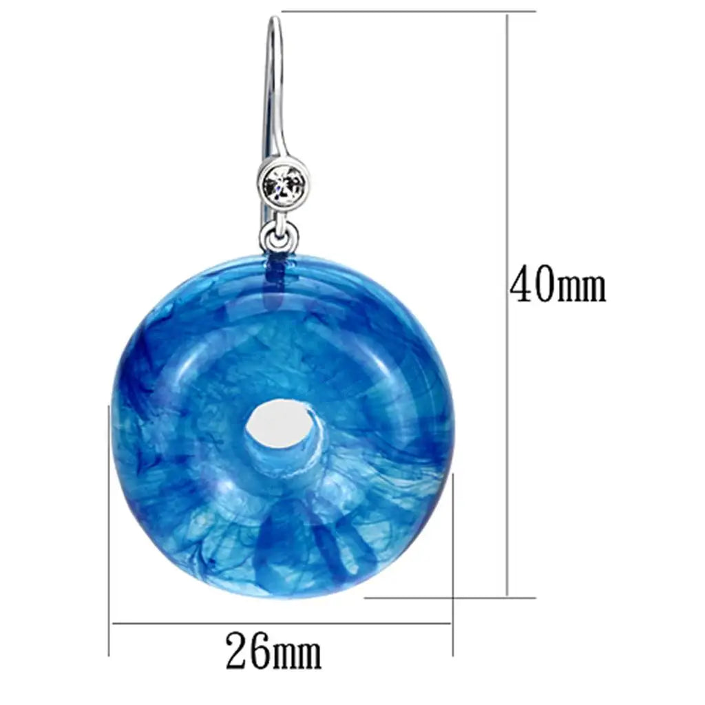 VL069 - IP rhodium (PVD) Brass Earrings with Synthetic Synthetic Stone in Blue Topaz - Alamode - Flyclothing LLC