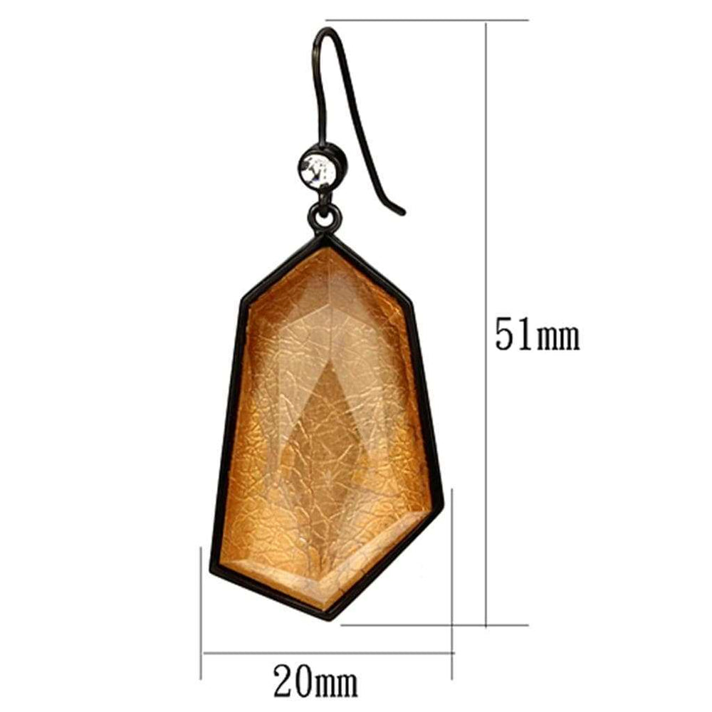 VL070 - IP Black(Ion Plating) Brass Earrings with Synthetic Synthetic Stone in Orange - Alamode - Flyclothing LLC
