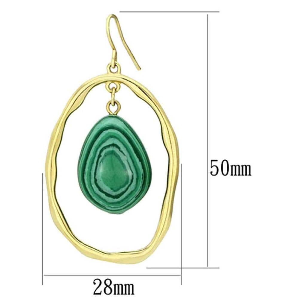 VL072 - IP Gold(Ion Plating) Brass Earrings with Synthetic MALACHITE in Turquoise - Alamode - Flyclothing LLC