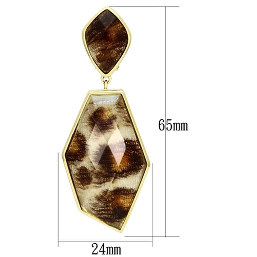 VL074 - IP Gold(Ion Plating) Brass Earrings with Synthetic Synthetic Stone in Animal pattern - Alamode - Flyclothing LLC