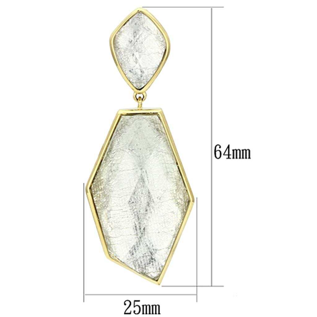 VL075 - IP Gold(Ion Plating) Brass Earrings with Synthetic Synthetic Stone in White - Alamode - Flyclothing LLC