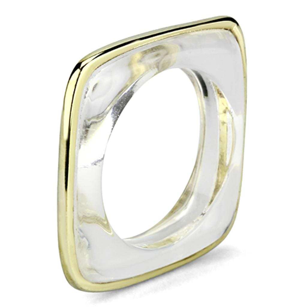 VL081 - IP Gold(Ion Plating) Brass Ring with Synthetic Synthetic Stone in Clear - Alamode - Flyclothing LLC