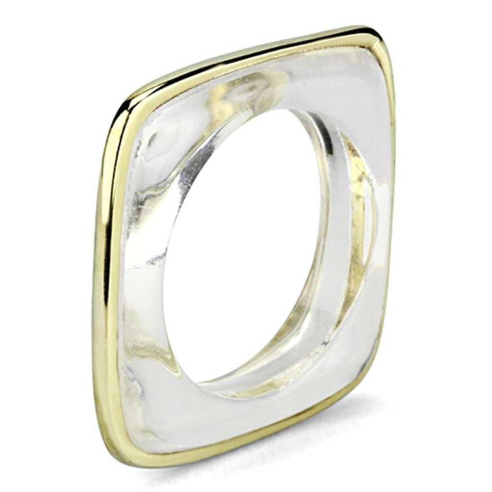 VL081 - IP Gold(Ion Plating) Brass Ring with Synthetic Synthetic Stone in Clear - Alamode - Flyclothing LLC