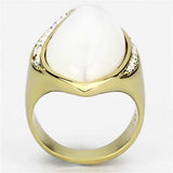 VL082 - IP Gold(Ion Plating) Brass Ring with Synthetic Cat Eye in White - Alamode - Flyclothing LLC