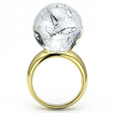 VL084 - IP Gold(Ion Plating) Brass Ring with Synthetic Synthetic Stone in Clear - Alamode