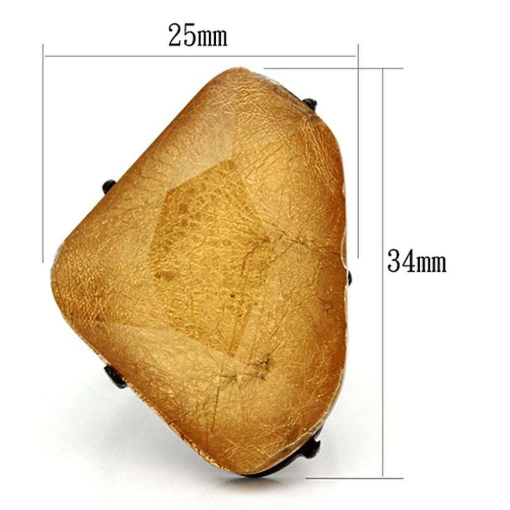 VL097 - IP Black(Ion Plating) Stainless Steel Ring with Synthetic Synthetic Stone in Orange - Alamode - Flyclothing LLC