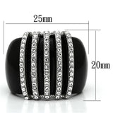 VL099 - High polished (no plating) Stainless Steel Ring with Top Grade Crystal  in Clear - Alamode